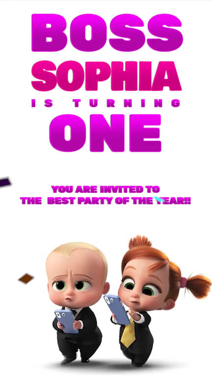 Boss Baby Girl - Animated Birthday Video Invitation