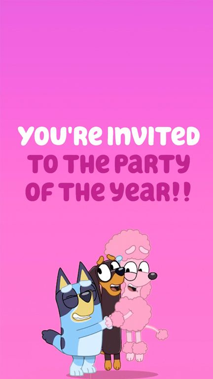 Bluey - Pink version - Animated Birthday Video Invitation